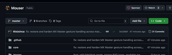 GitHub repository page of "LogiOps" showing open source project with stars and fork details.