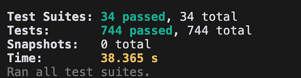 The image displays the results of a unit testing report showing a significant increase in the number of tests.
