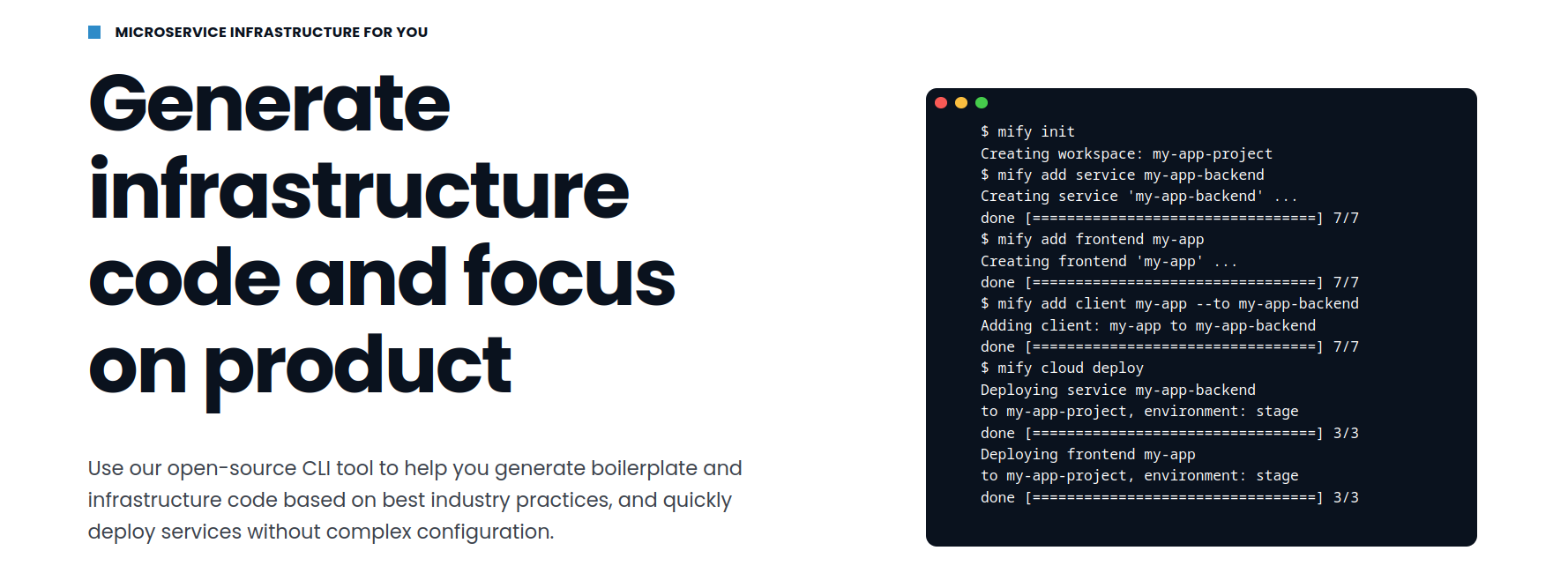 Mify: CLI that generates and maintains backend infra code