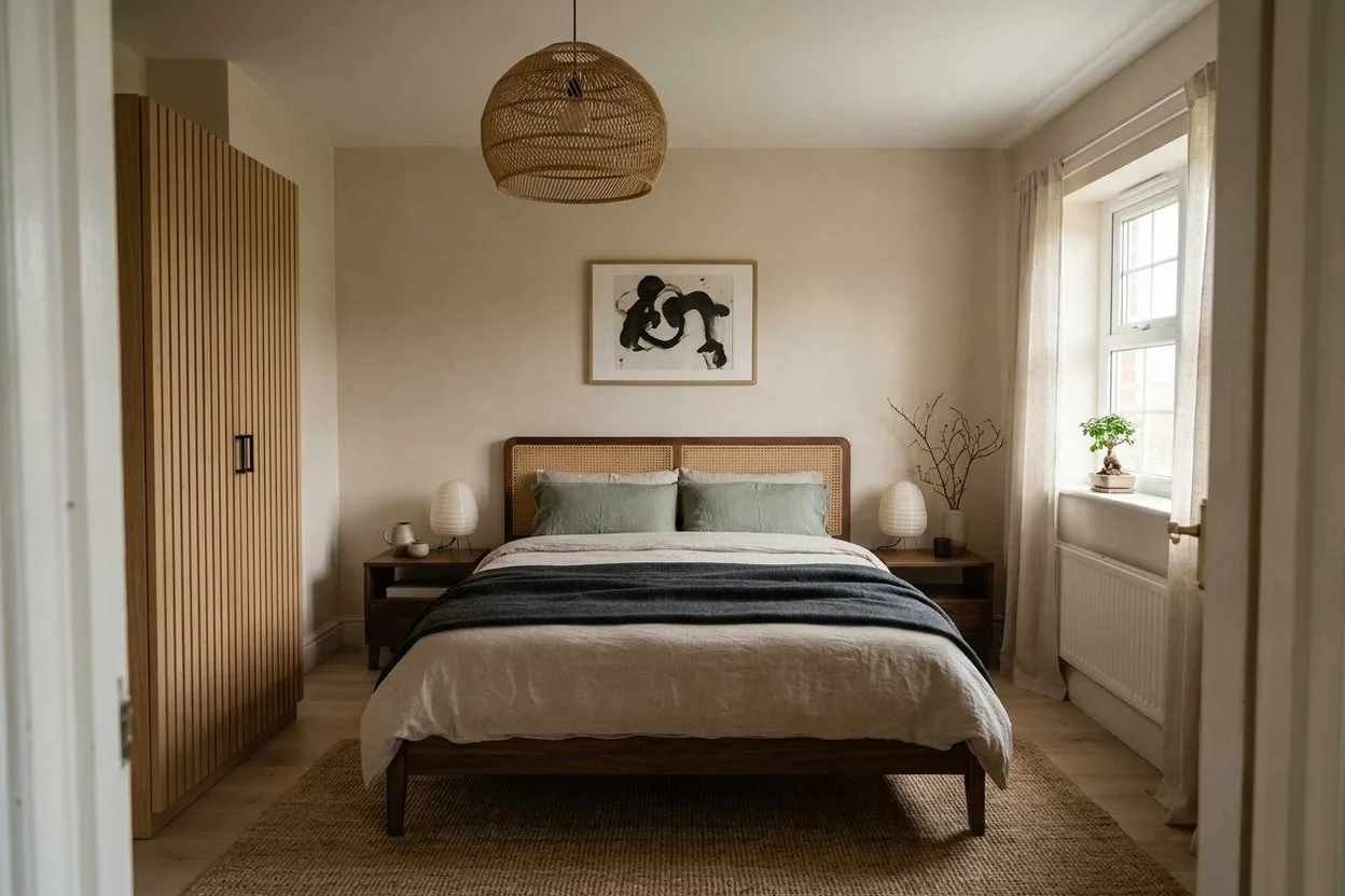 The same bedroom in the Japandi style