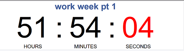 A timer displays the remaining time for a work week.