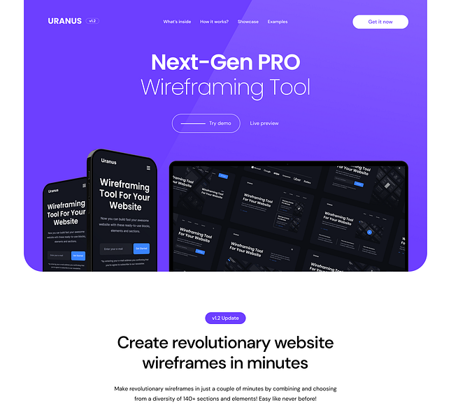 Uranus v1.3 - Wireframe Kit