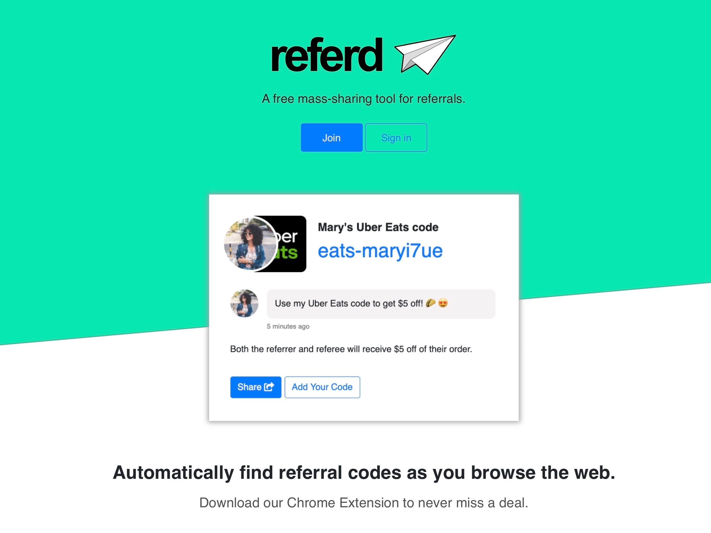 referd: Automatically find referral codes - and share your | BetaList
