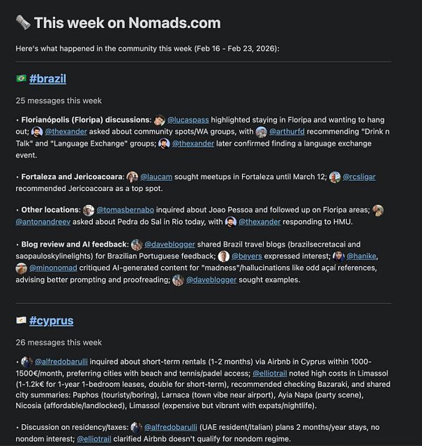 Screenshot of a newsletter email draft in Gmail with a highlighted placeholder text for the 'Your Location' section.