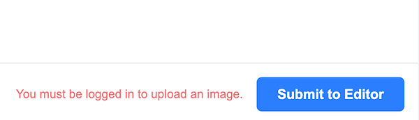 The image displays a user interface message indicating a login requirement for image uploads.