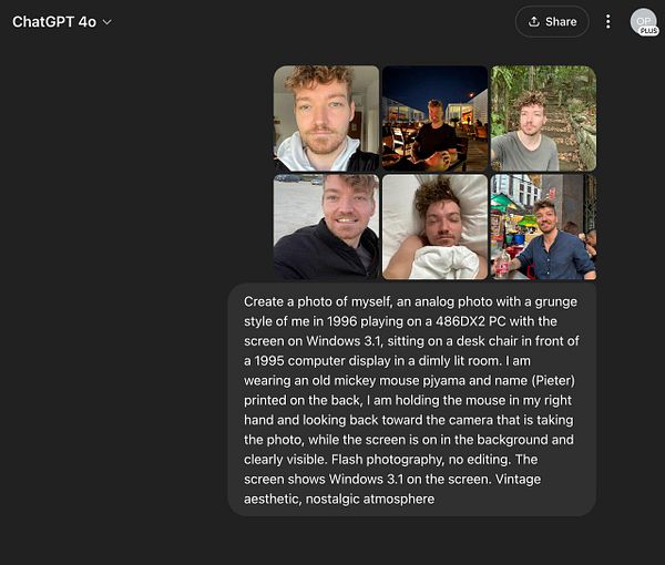 A collage of six images featuring a person with varying expressions and settings, accompanied by a detailed task description.