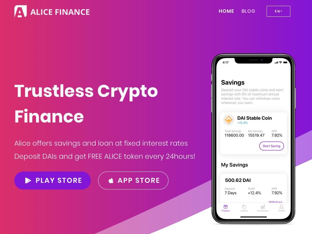 Alice Finance: Deposit your crypto and get 8% of annual | BetaList