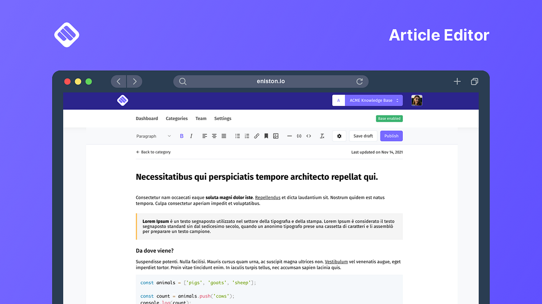 eniston Knowledge Bases