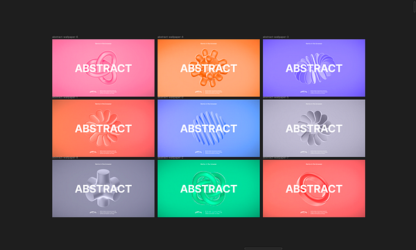 A grid of nine abstract artworks designed for social media.