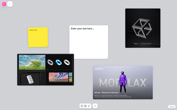 The image displays a digital workspace featuring various note and design elements.