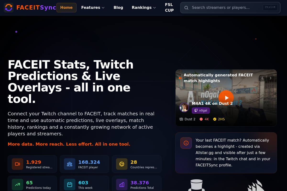 FACEITSync: Connect Twitch to FACEIT for live stats, | BetaList