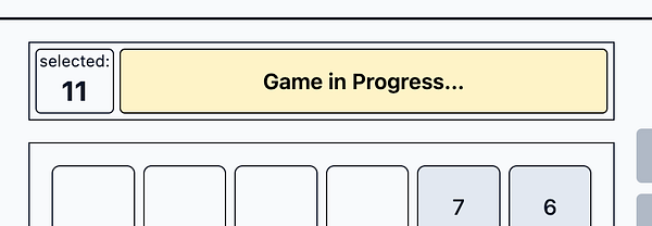 The image displays a user interface for a game in progress, highlighting the selected number.