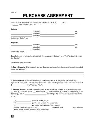 Purchase agreement document with highlighted sections and handwritten annotations for a remoteok M&A review.