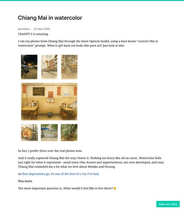 A collection of watercolor artworks depicting scenes from Chiang Mai.