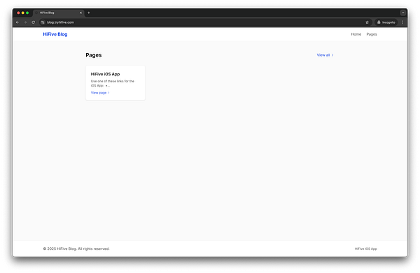 The image displays a webpage for the HiFive Blog with a focus on the HiFive iOS App.