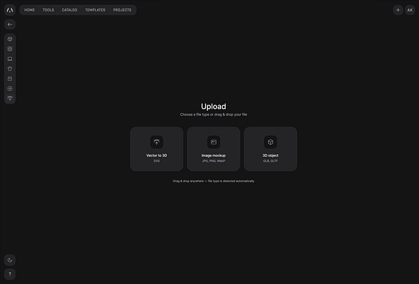 A webpage UI showing a 'Code upload' button that opens a modal with file type options (ZIP, TXT, JS) and a file selection interface.
