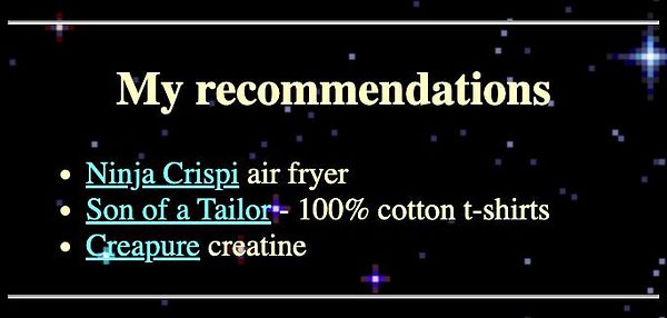 Screenshot of a homepage displaying a product recommendations section with detailed UI elements and a recipe recommendation.