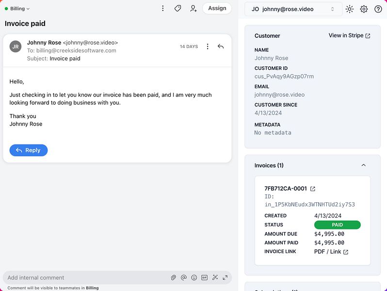 Stripe plugin for Front