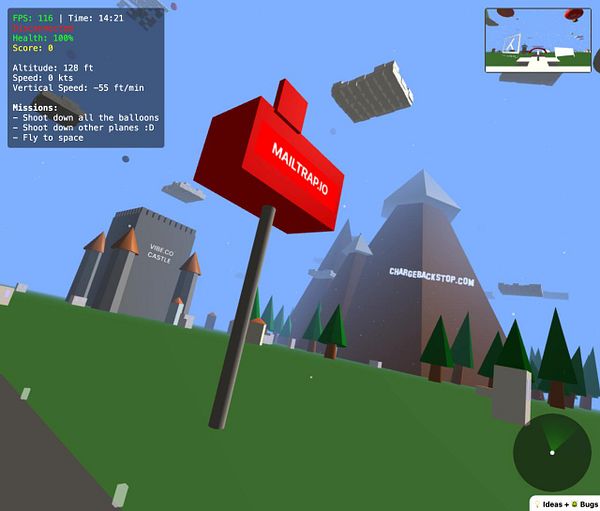 A colorful 3D game environment featuring a prominent mailbox and various structures.