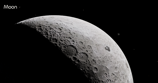 Depth map and enhanced resolution image of the Moon's surface highlighting craters and terrain features.