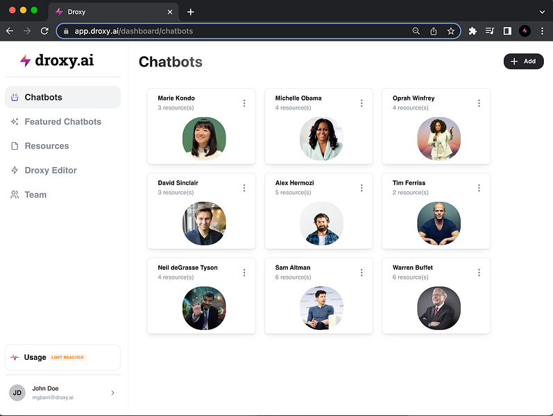 Droxy: Build custom ChatGPT chatbots in seconds | BetaList