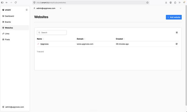 Screenshot of Umami's sign-up page showing plan options and a call-to-action to start tracking website analytics.