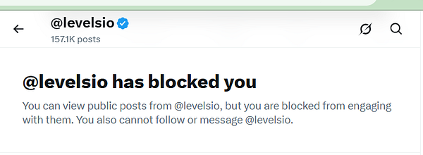 @levelsio has blocked the user, preventing engagement with their posts.