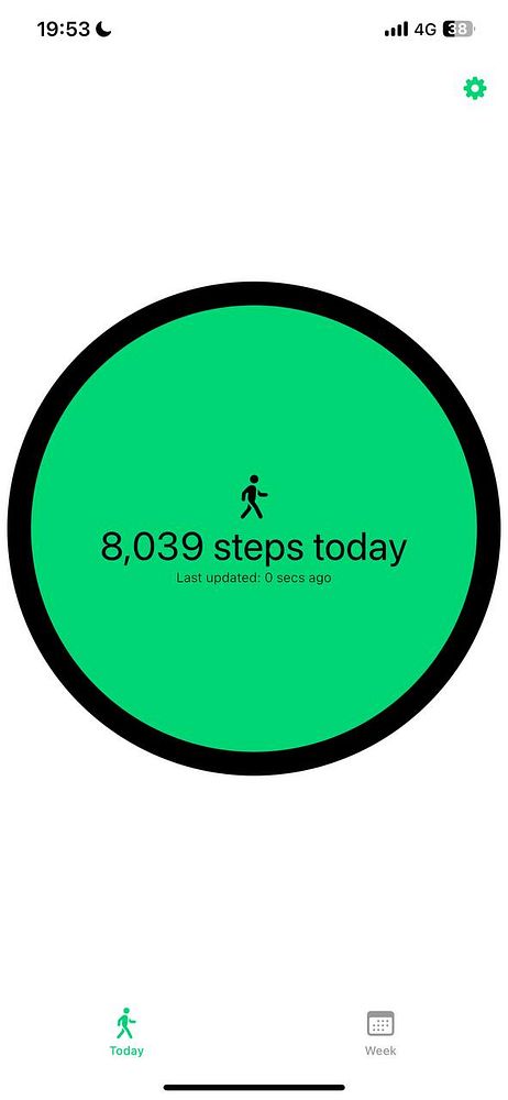 The image displays a fitness tracking app interface showing step count.