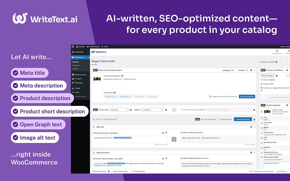 WriteText.ai for WooCommerce