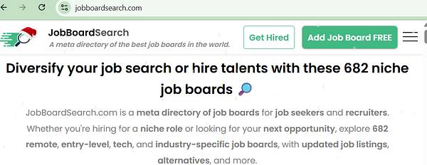 A Google Sheets spreadsheet named "Top 20010 job boards - my list - April 14, 2023" displaying columns for Country, Website, Alexa ranking, Cost, and Category with various job board listings.