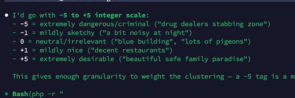 Screenshot of a Slack conversation discussing a robot project to analyze tags with sentiment for building a city heatmap.
