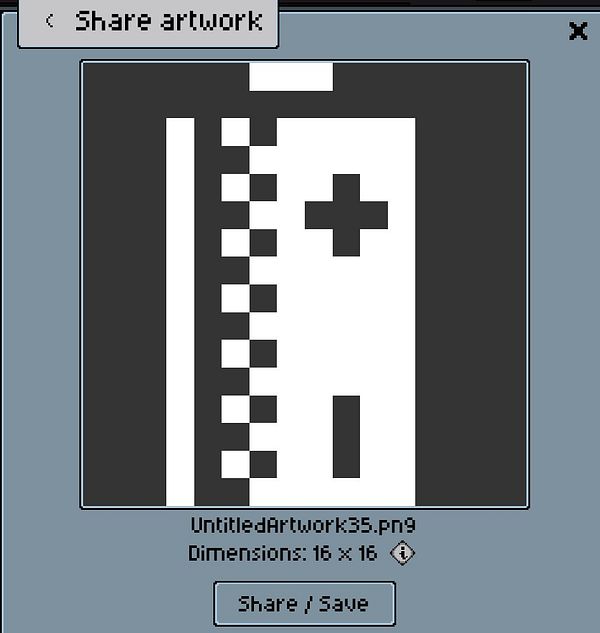 A pixel art representation of a battery icon displayed in a sharing interface.