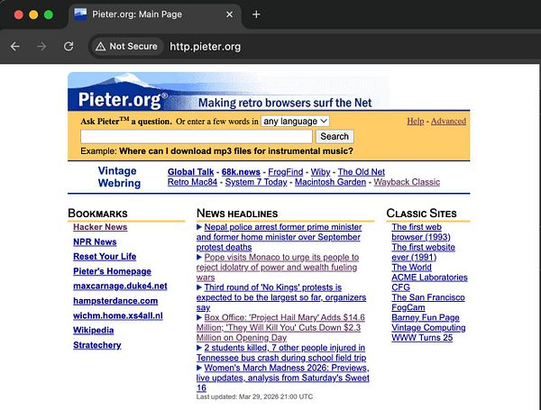 A favicon of a penguin wearing a crown with a green scarf around its neck, designed as a small pixel art image on a gray circular background.