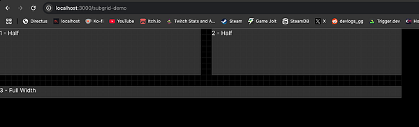 A web interface displaying a grid system for a portfolio layout.