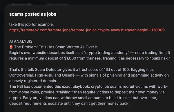 Screenshot of a job posting on a website interface showing job details and application links with a sidebar menu.