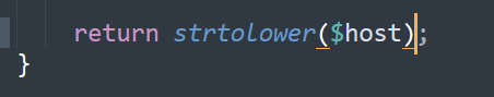 A code snippet showing a function that returns a lowercase version of a host variable.