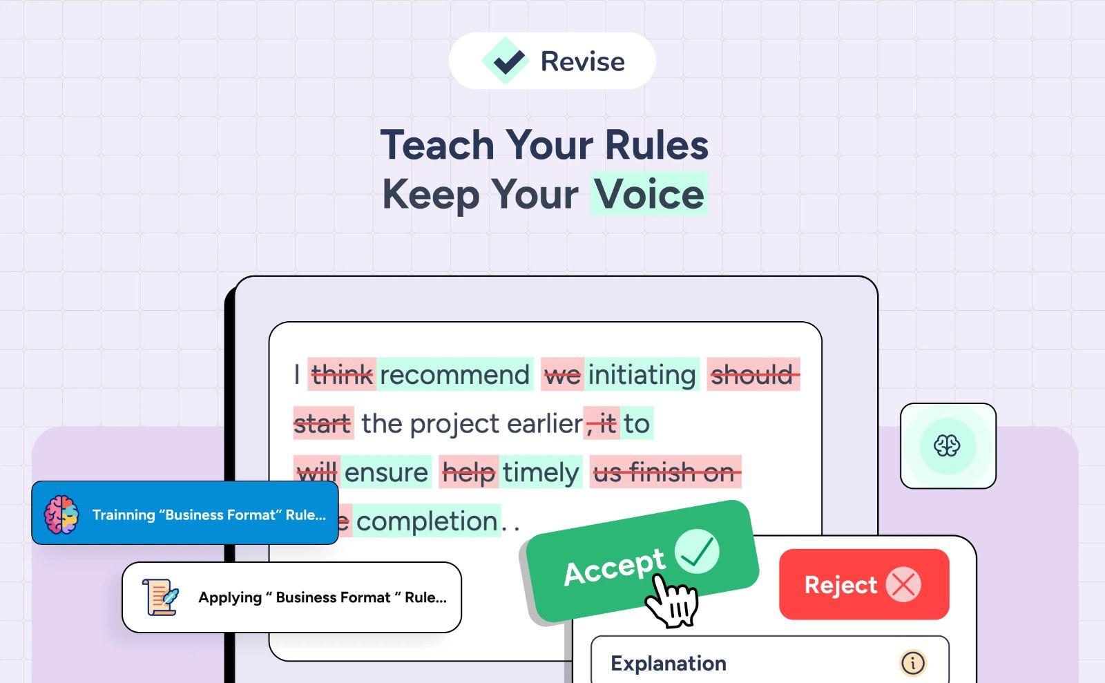 Revise: Keep your writing voice while AI improves clarity &