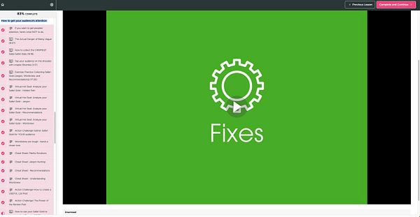 Screenshot of detailed course content outlining how to grab audience attention in the 30x500 course.