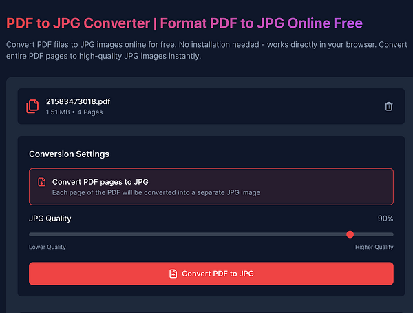 The image displays a PDF to JPG converter interface from FormatFile.com.
