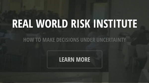 The image features promotional content for the Real World Risk Institute.