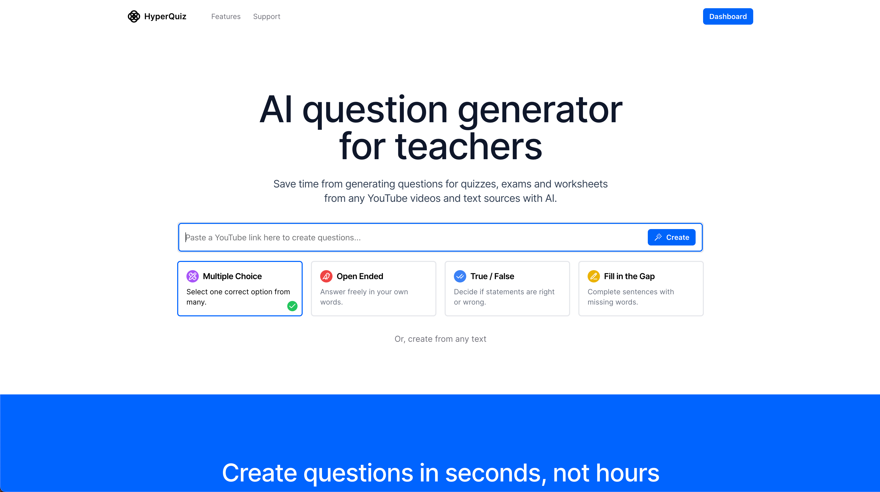 HyperQuiz: AI question generator for teachers