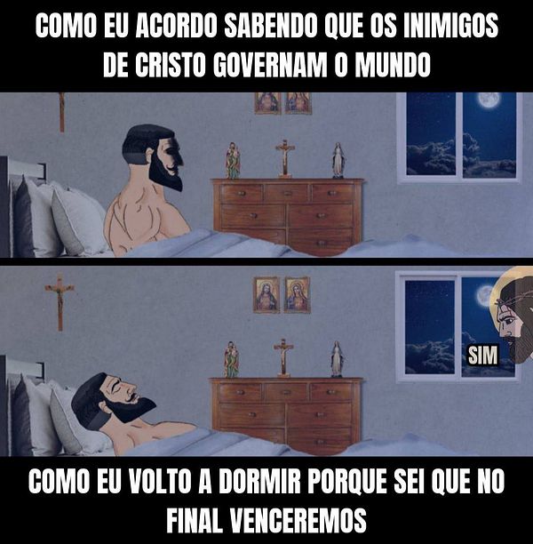 Meme image comparing two types of people with captions in Portuguese and Spanish.