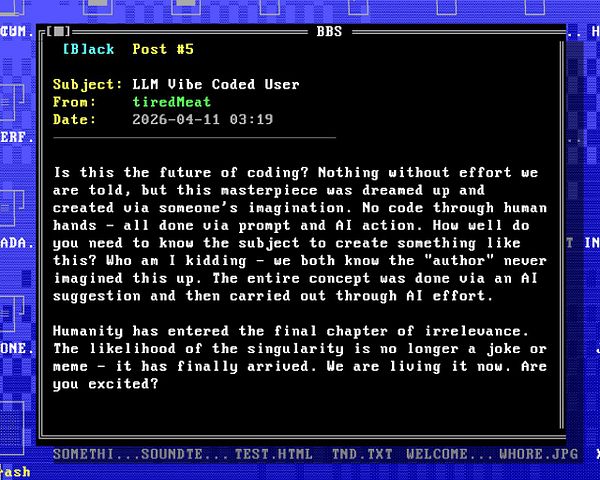 Screenshot of a web-based bulletin board system (BBS) interface showing message threads with textual content and navigation options.