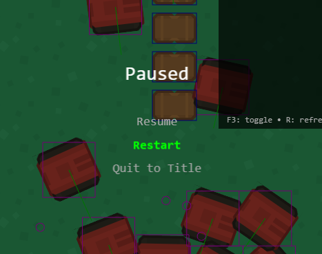 The image displays a paused screen of a tank game with various options for the player.