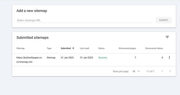 The image displays a user interface for submitting a sitemap to Google.