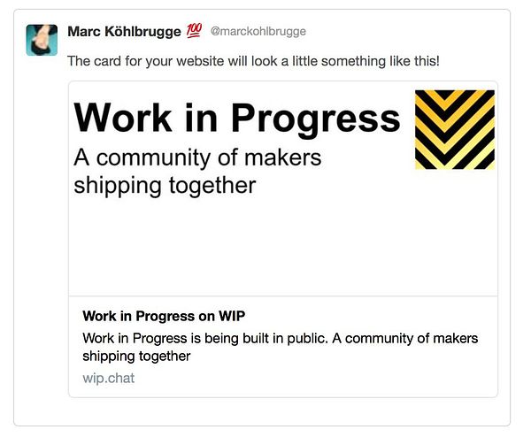 A social media card promoting a community for makers titled 'Work in Progress'.