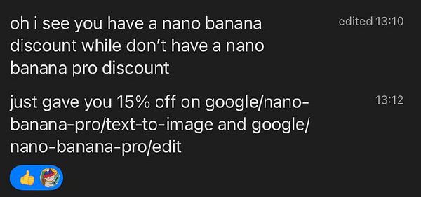 Screenshot of a mobile app interface showing ordering and setup options with discount details and price comparison of Nano Banana Pro device.