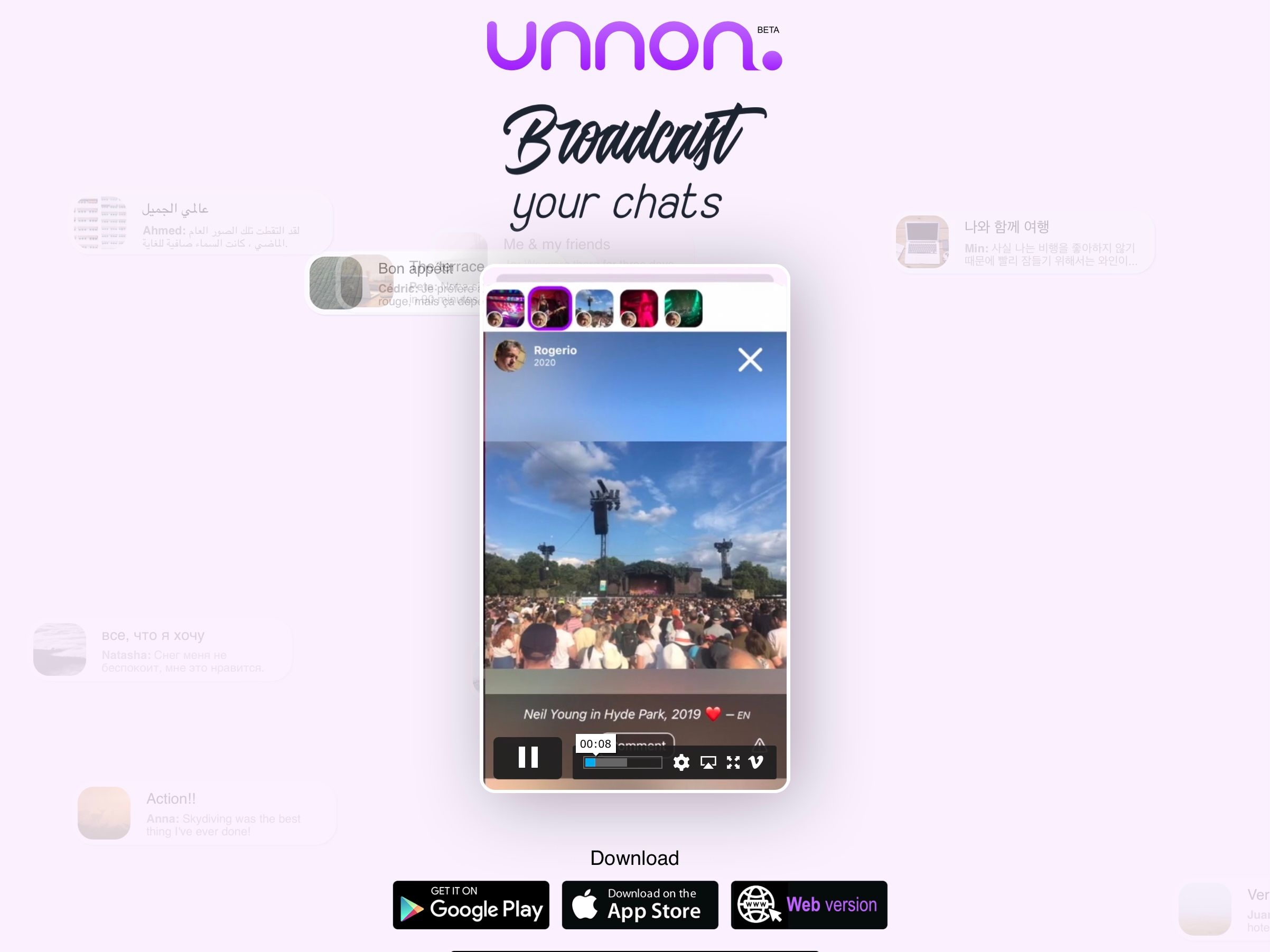 Unnon: Chat-based, open social app with real-time | BetaList