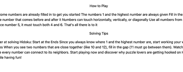 The image contains instructions for playing a puzzle game called Hidoku.