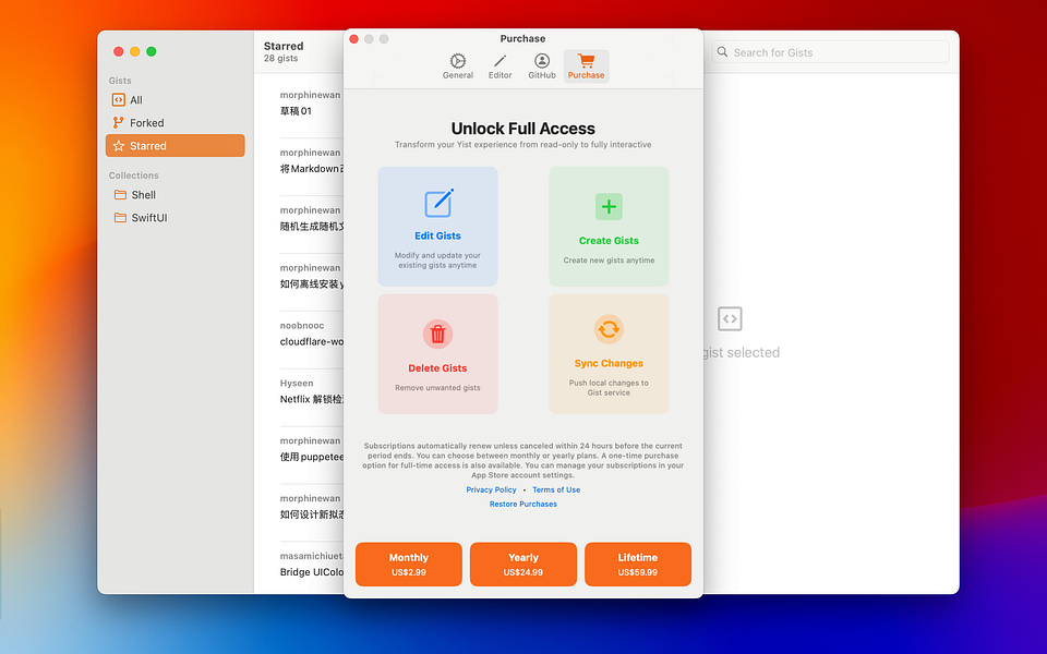 Yist - GitHub Gist Manager